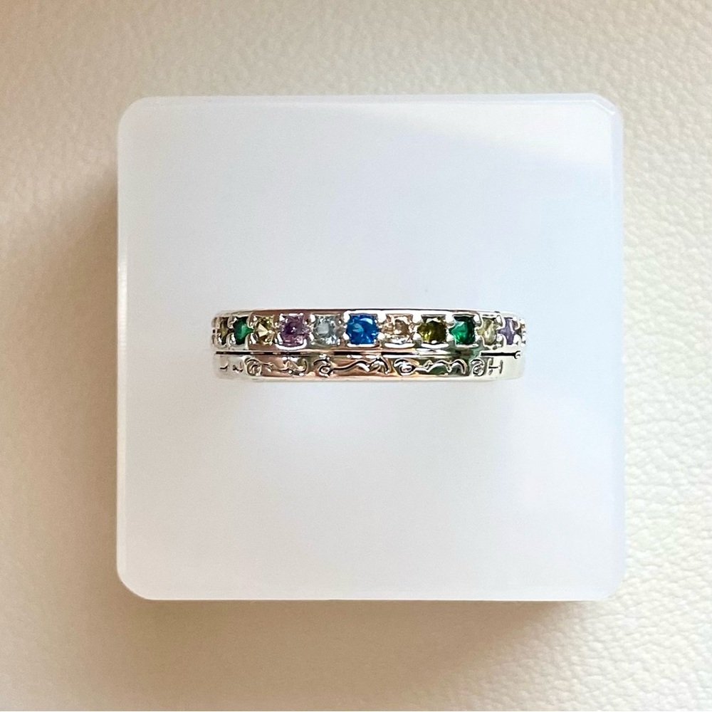Sterling Silver Multicolor CZ Stackable Band